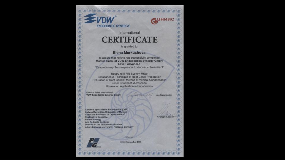 Revolutionary Techniques in Endodontic Treatment. VDW Advanced, 2010